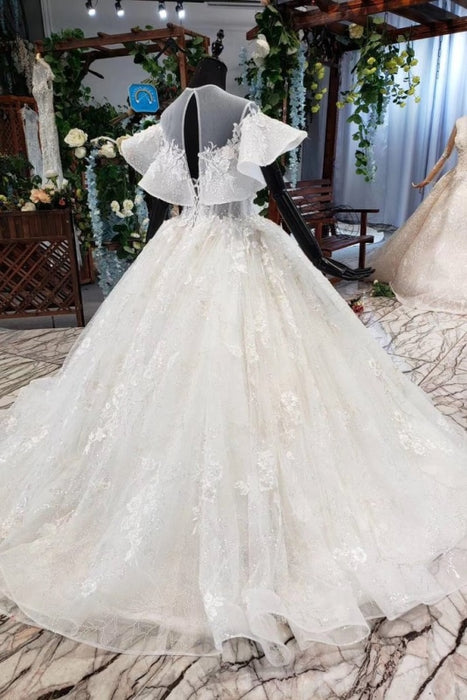 Ball Gown Dresses For Flowergirls With Big Bow Back Tulle Kids Wedding Dress  Lace Long Sleeves Sheer Girls Pageant Gowns From Newdeve, $73.82 |  DHgate.Com
